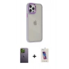 MARSİLYAN™- iPhone 12 Pro Max Kılıf Eksen Doku Prime - Siyah Joko 5D Cam + Neon Fosforlu Kamera Lens - YL
