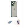 MARSİLYAN™- iPhone 12 Pro Max Kılıf Eksen Doku Prime - Siyah Joko 5D Cam + Shine Kamera Lens Koruma Cam - PE