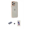 MARSİLYAN™- iPhone 12 Pro Max Kılıf Eksen Doku Prime - Siyah Joko 5D Cam + Renkli Kamera Lens Koruma Cam - MI