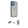 MARSİLYAN™- iPhone 12 Pro Max Kılıf Eksen Doku Prime - Siyah Joko 5D Cam + Renkli Kamera Lens Koruma Cam - MI