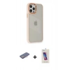 MARSİLYAN™- iPhone 12 Pro Max Kılıf Eksen Doku Prime - Siyah Joko 5D Cam + Renkli Kamera Lens Koruma Cam - PE