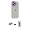 MARSİLYAN™- iPhone 12 Pro Max Kılıf Eksen Doku Prime - Siyah Joko 5D Cam + Renkli Kamera Lens Koruma Cam - PE
