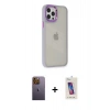 MARSİLYAN™- iPhone 12 Pro Max Kılıf Eksen Doku Prime - Siyah Joko 5D Cam + Neon Fosforlu Kamera Lens - SI