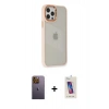 MARSİLYAN™- iPhone 12 Pro Max Kılıf Eksen Doku Prime - Siyah Joko 5D Cam + Neon Fosforlu Kamera Lens - SI
