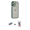 MARSİLYAN™- iPhone 12 Pro Max Kılıf Eksen Doku Prime - Siyah Joko 5D Cam + Renkli Kamera Lens Koruma Cam - SI