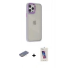 MARSİLYAN™- iPhone 12 Pro Max Kılıf Eksen Doku Prime - Siyah Joko 5D Cam + Renkli Kamera Lens Koruma Cam - SI