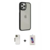MARSİLYAN™- iPhone 12 Pro Max Kılıf Eksen Doku Prime - Siyah Joko 5D Cam + Shine Kamera Lens - GD