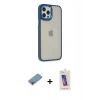 MARSİLYAN™- iPhone 12 Pro Max Kılıf Eksen Doku Prime - Siyah Joko 5D Cam + Shine Kamera Lens Koruma Cam - GI