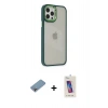 MARSİLYAN™- iPhone 12 Pro Max Kılıf Eksen Doku Prime - Siyah Joko 5D Cam + Shine Kamera Lens Koruma Cam - GI