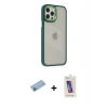 MARSİLYAN™- iPhone 12 Pro Max Kılıf Eksen Doku Prime - Siyah Joko 5D Cam + Shine Kamera Lens Koruma Cam - MI