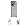 MARSİLYAN™- iPhone 12 Pro Max Kılıf Eksen Doku Prime - Siyah Joko 5D Cam + Shine Kamera Lens - LT