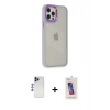 MARSİLYAN™- iPhone 12 Pro Max Kılıf Eksen Doku Prime - Siyah Joko 5D Cam + Shine Kamera Lens - LT