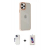 MARSİLYAN™- iPhone 12 Pro Max Kılıf Eksen Doku Prime - Siyah Joko 5D Cam + Shine Kamera Lens - LT