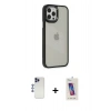 MARSİLYAN™- iPhone 12 Pro Max Kılıf Eksen Doku Prime - Siyah Joko 5D Cam + Shine Kamera Lens - LT