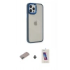MARSİLYAN™- iPhone 12 Pro Max Kılıf Eksen Doku Prime - Siyah Joko 5D Cam + Shine Kamera Lens Koruma Cam - SABE