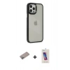 MARSİLYAN™- iPhone 12 Pro Max Kılıf Eksen Doku Prime - Siyah Joko 5D Cam + Shine Kamera Lens Koruma Cam - SABE