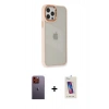 MARSİLYAN™- iPhone 12 Pro Max Kılıf Eksen Doku Prime - Siyah Joko 5D Cam + Turuncu Neon Fosforlu Kamera Lens