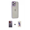 MARSİLYAN™- iPhone 12 Pro Max Kılıf Eksen Doku Prime - Siyah Joko 5D Cam + Turuncu Neon Fosforlu Kamera Lens