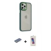 MARSİLYAN™- iPhone 12 Pro Max Kılıf Eksen Doku Prime - Siyah Joko 5D Cam + Renkli Kamera Lens Koruma Cam - YL