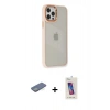 MARSİLYAN™- iPhone 12 Pro Max Kılıf Eksen Doku Prime - Siyah Joko 5D Cam + Renkli Kamera Lens Koruma Cam - YL
