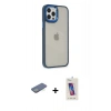 MARSİLYAN™- iPhone 12 Pro Max Kılıf Eksen Doku Prime - Siyah Joko 5D Cam + Renkli Kamera Lens Koruma Cam - YL