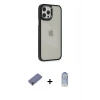 MARSİLYAN™- iPhone 12 Pro Max Kılıf Eksen Doku Prime - Siyah Joko Magic 5D Cam + Metal Kamera Lens Koruma Cam - GD
