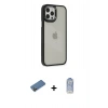 MARSİLYAN™- iPhone 12 Pro Max Kılıf Eksen Doku Prime - Siyah Joko Magic 5D Cam + Gold Shine Kamera Lens Koruma Cam