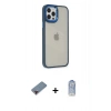MARSİLYAN™- iPhone 12 Pro Max Kılıf Eksen Doku Prime - Siyah Joko Magic 5D Cam + Kırmızı Metal Kamera Lens Koruma Cam