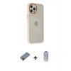 MARSİLYAN™- iPhone 12 Pro Max Kılıf Eksen Doku Prime - Siyah Joko Magic 5D Cam + Kırmızı Metal Kamera Lens Koruma Cam