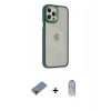 MARSİLYAN™- iPhone 12 Pro Max Kılıf Eksen Doku Prime - Siyah Joko Magic 5D Cam + Kırmızı Metal Kamera Lens Koruma Cam