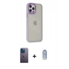 MARSİLYAN™- iPhone 12 Pro Max Kılıf Eksen Doku Prime - Siyah Joko Magic 5D Cam + Neon Fosforlu Kamera Lens - MI