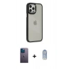 MARSİLYAN™- iPhone 12 Pro Max Kılıf Eksen Doku Prime - Siyah Joko Magic 5D Cam + Neon Fosforlu Kamera Lens - MI