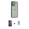 MARSİLYAN™- iPhone 12 Pro Max Kılıf Eksen Doku Prime - Siyah Joko Magic 5D Cam + Neon Fosforlu Kamera Lens - MI