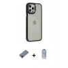 MARSİLYAN™- iPhone 12 Pro Max Kılıf Eksen Doku Prime - Siyah Joko Magic 5D Cam + Metal Kamera Lens Koruma Cam - KI