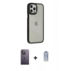 MARSİLYAN™- iPhone 12 Pro Max Kılıf Eksen Doku Prime - Siyah Joko Magic 5D Cam + Neon Fosforlu Kamera Lens - BZ