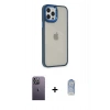 MARSİLYAN™- iPhone 12 Pro Max Kılıf Eksen Doku Prime - Siyah Joko Magic 5D Cam + Neon Fosforlu Kamera Lens - BZ