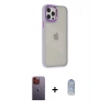 MARSİLYAN™- iPhone 12 Pro Max Kılıf Eksen Doku Prime - Siyah Joko Magic 5D Cam + Neon Fosforlu Kamera Lens - TU