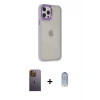 MARSİLYAN™- iPhone 12 Pro Max Kılıf Eksen Doku Prime - Siyah Joko Magic 5D Cam + Neon Fosforlu Kamera Lens - SI