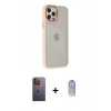 MARSİLYAN™- iPhone 12 Pro Max Kılıf Eksen Doku Prime - Siyah Joko Magic 5D Cam + Neon Fosforlu Kamera Lens - SI