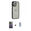 MARSİLYAN™- iPhone 12 Pro Max Kılıf Eksen Doku Prime - Siyah Joko Magic 5D Cam + Neon Fosforlu Kamera Lens - YL