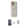 MARSİLYAN™- iPhone 12 Pro Max Kılıf Eksen Doku Prime - Siyah Joko Magic 5D Cam + Neon Fosforlu Kamera Lens - BZ