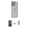MARSİLYAN™- iPhone 12 Pro Max Kılıf Eksen Doku Prime - Siyah Joko Magic 5D Cam + Neon Fosforlu Kamera Lens - BZ