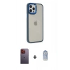 MARSİLYAN™- iPhone 12 Pro Max Kılıf Eksen Doku Prime - Siyah Joko Magic 5D Cam + Neon Fosforlu Kamera Lens - TU