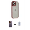 MARSİLYAN™- iPhone 12 Pro Max Kılıf Eksen Doku Prime - Siyah Joko Magic 5D Cam + Neon Fosforlu Kamera Lens - SI