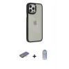 MARSİLYAN™- iPhone 12 Pro Max Kılıf Eksen Doku Prime - Siyah Joko Magic 5D Cam + Renkli Kamera Lens Koruma Cam - TU