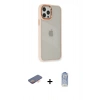MARSİLYAN™- iPhone 12 Pro Max Kılıf Eksen Doku Prime - Siyah Joko Magic 5D Cam + Renkli Kamera Lens Koruma Cam - TU