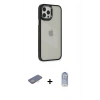 MARSİLYAN™- iPhone 12 Pro Max Kılıf Eksen Doku Prime - Siyah Joko Magic 5D Cam + Renkli Kamera Lens Koruma Cam - SI