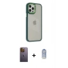 MARSİLYAN™- iPhone 12 Pro Max Kılıf Eksen Doku Prime - Siyah Joko Magic 5D Cam + Neon Fosforlu Kamera Lens - SI