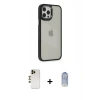 MARSİLYAN™- iPhone 12 Pro Max Kılıf Eksen Doku Prime - Siyah Joko Magic 5D Cam + Shine Kamera Lens - GD
