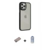 MARSİLYAN™- iPhone 12 Pro Max Kılıf Eksen Doku Prime - Siyah Joko Magic 5D Cam + Shine Kamera Lens Koruma Cam - SABE